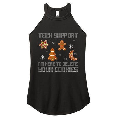 Funny Tech Support IM Here To Delete Your Cookies Christmas Women's Perfect Tri Rocker Tank
