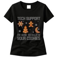 Funny Tech Support IM Here To Delete Your Cookies Christmas Womens T-Shirt