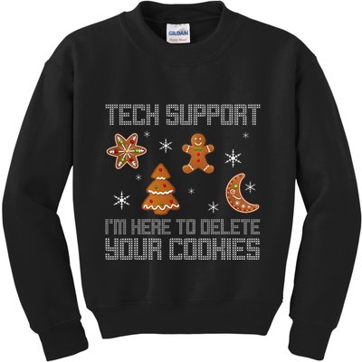 Funny Tech Support IM Here To Delete Your Cookies Christmas Kids Sweatshirt
