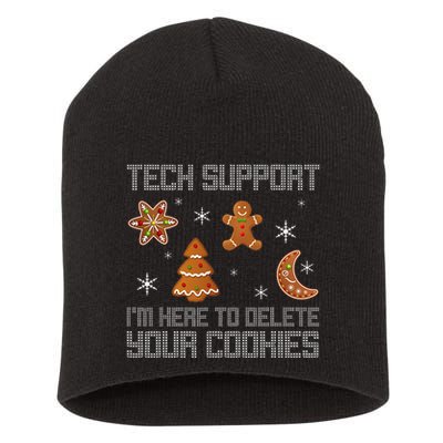 Funny Tech Support IM Here To Delete Your Cookies Christmas Short Acrylic Beanie