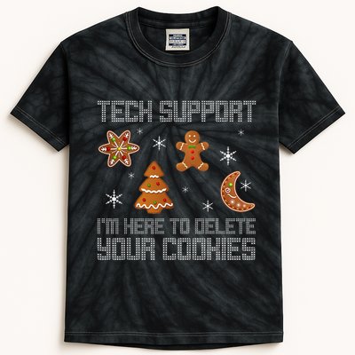 Funny Tech Support IM Here To Delete Your Cookies Christmas Kids Tie-Dye T-Shirt