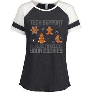 Funny Tech Support IM Here To Delete Your Cookies Christmas Enza Ladies Jersey Colorblock Tee