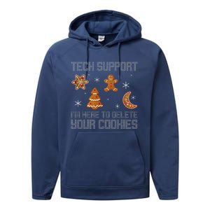 Funny Tech Support IM Here To Delete Your Cookies Christmas Performance Fleece Hoodie