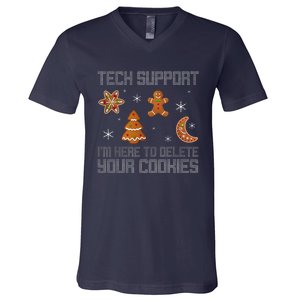 Funny Tech Support IM Here To Delete Your Cookies Christmas V-Neck T-Shirt