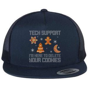 Funny Tech Support IM Here To Delete Your Cookies Christmas Flat Bill Trucker Hat