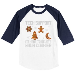 Funny Tech Support IM Here To Delete Your Cookies Christmas Baseball Sleeve Shirt