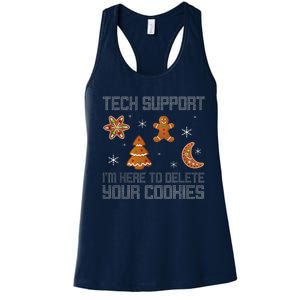 Funny Tech Support IM Here To Delete Your Cookies Christmas Women's Racerback Tank