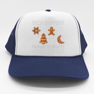 Funny Tech Support IM Here To Delete Your Cookies Christmas Trucker Hat