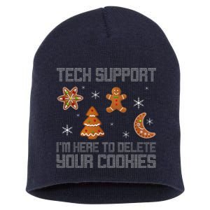 Funny Tech Support IM Here To Delete Your Cookies Christmas Short Acrylic Beanie