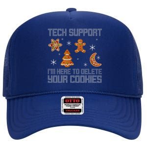 Funny Tech Support IM Here To Delete Your Cookies Christmas High Crown Mesh Back Trucker Hat