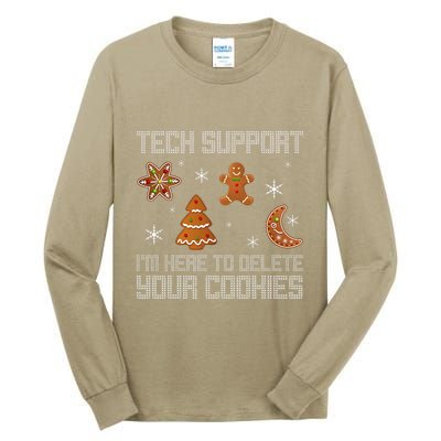 Funny Tech Support IM Here To Delete Your Cookies Christmas Tall Long Sleeve T-Shirt