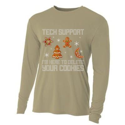 Funny Tech Support IM Here To Delete Your Cookies Christmas Cooling Performance Long Sleeve Crew