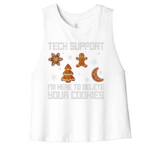 Funny Tech Support IM Here To Delete Your Cookies Christmas Women's Racerback Cropped Tank