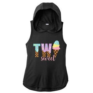 Funny Two Sweet Ice Cream 2nd Birthday Ladies PosiCharge Tri-Blend Wicking Draft Hoodie Tank