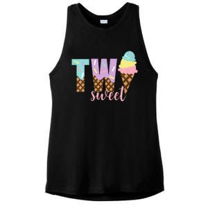 Funny Two Sweet Ice Cream 2nd Birthday Ladies PosiCharge Tri-Blend Wicking Tank