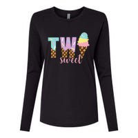 Funny Two Sweet Ice Cream 2nd Birthday Womens Cotton Relaxed Long Sleeve T-Shirt