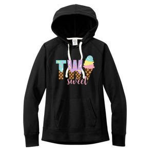 Funny Two Sweet Ice Cream 2nd Birthday Women's Fleece Hoodie