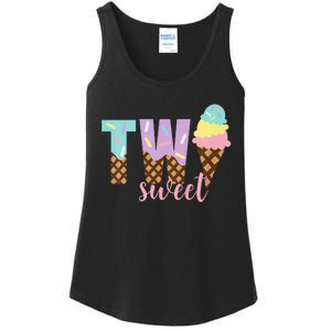 Funny Two Sweet Ice Cream 2nd Birthday Ladies Essential Tank