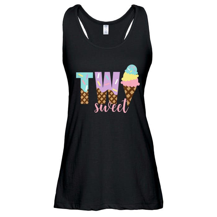 Funny Two Sweet Ice Cream 2nd Birthday Ladies Essential Flowy Tank