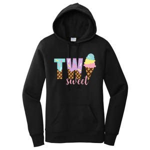 Funny Two Sweet Ice Cream 2nd Birthday Women's Pullover Hoodie