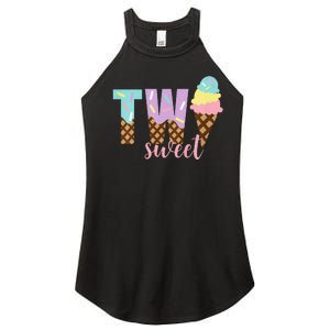 Funny Two Sweet Ice Cream 2nd Birthday Women's Perfect Tri Rocker Tank