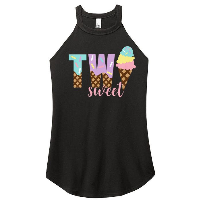 Funny Two Sweet Ice Cream 2nd Birthday Women's Perfect Tri Rocker Tank