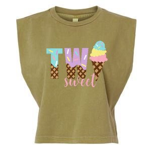 Funny Two Sweet Ice Cream 2nd Birthday Garment-Dyed Women's Muscle Tee