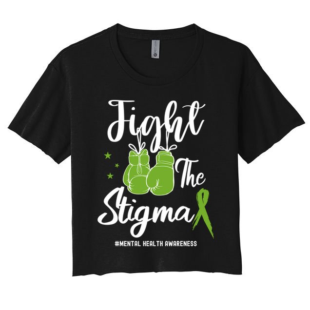 Fight The Stigma Tal Health Awareness May Green Ribbon Gift Crop Top