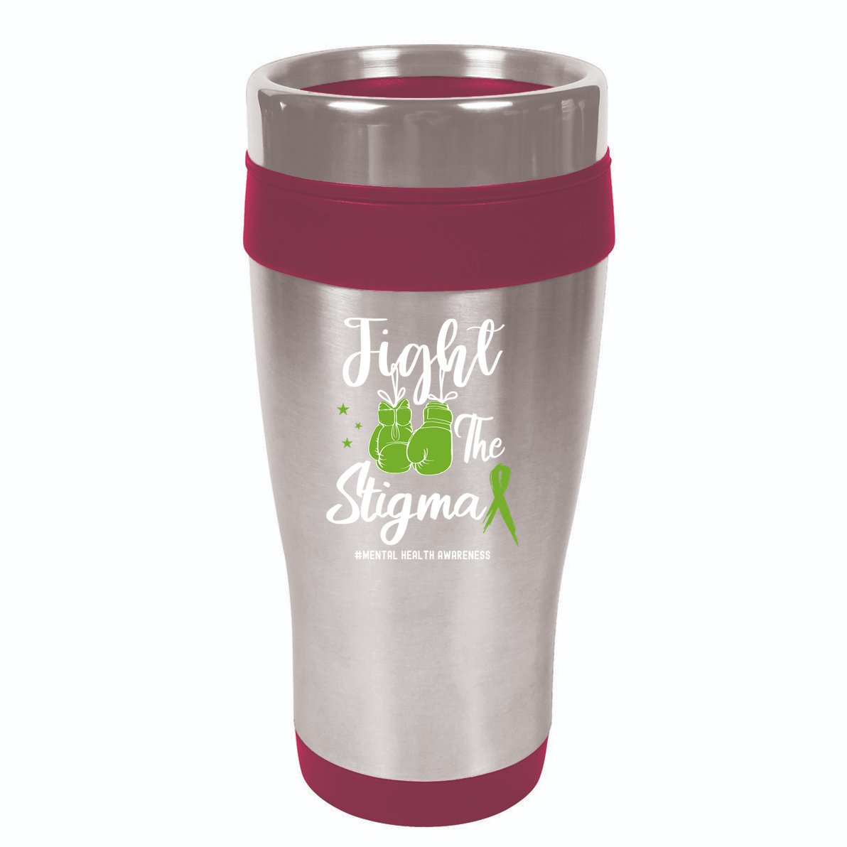 Fight The Stigma Tal Health Awareness May Green Ribbon Gift 16oz Travel Tumbler