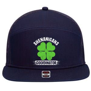 Funny Teacher St Patrick's Day Irish Shenanigans Coordinator 7 Panel Mesh Trucker Snapback Hat