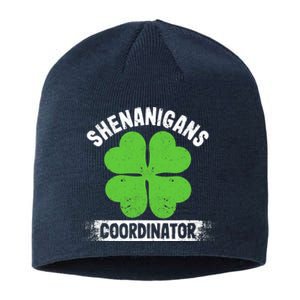 Funny Teacher St Patrick's Day Irish Shenanigans Coordinator Sustainable Beanie