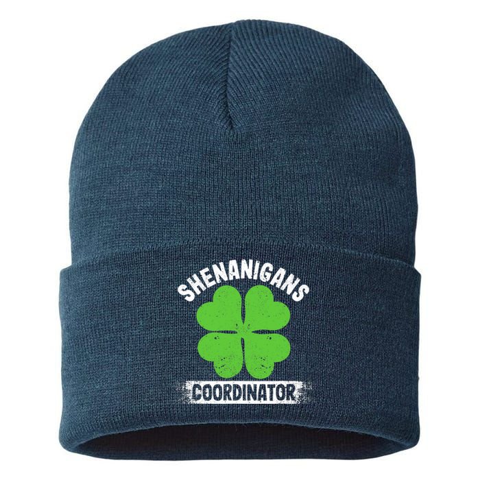 Funny Teacher St Patrick's Day Irish Shenanigans Coordinator Sustainable Knit Beanie