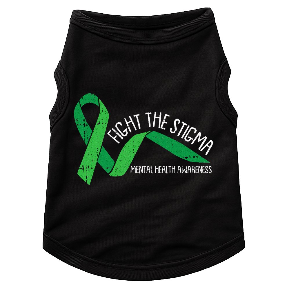 Fight The Stigma Mental Health Awareness Green Ribbon Doggie Tank
