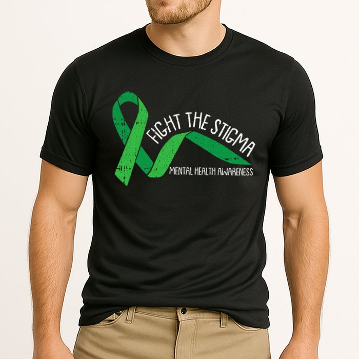Fight The Stigma Mental Health Awareness Green Ribbon Cooling Performance Crew T-Shirt