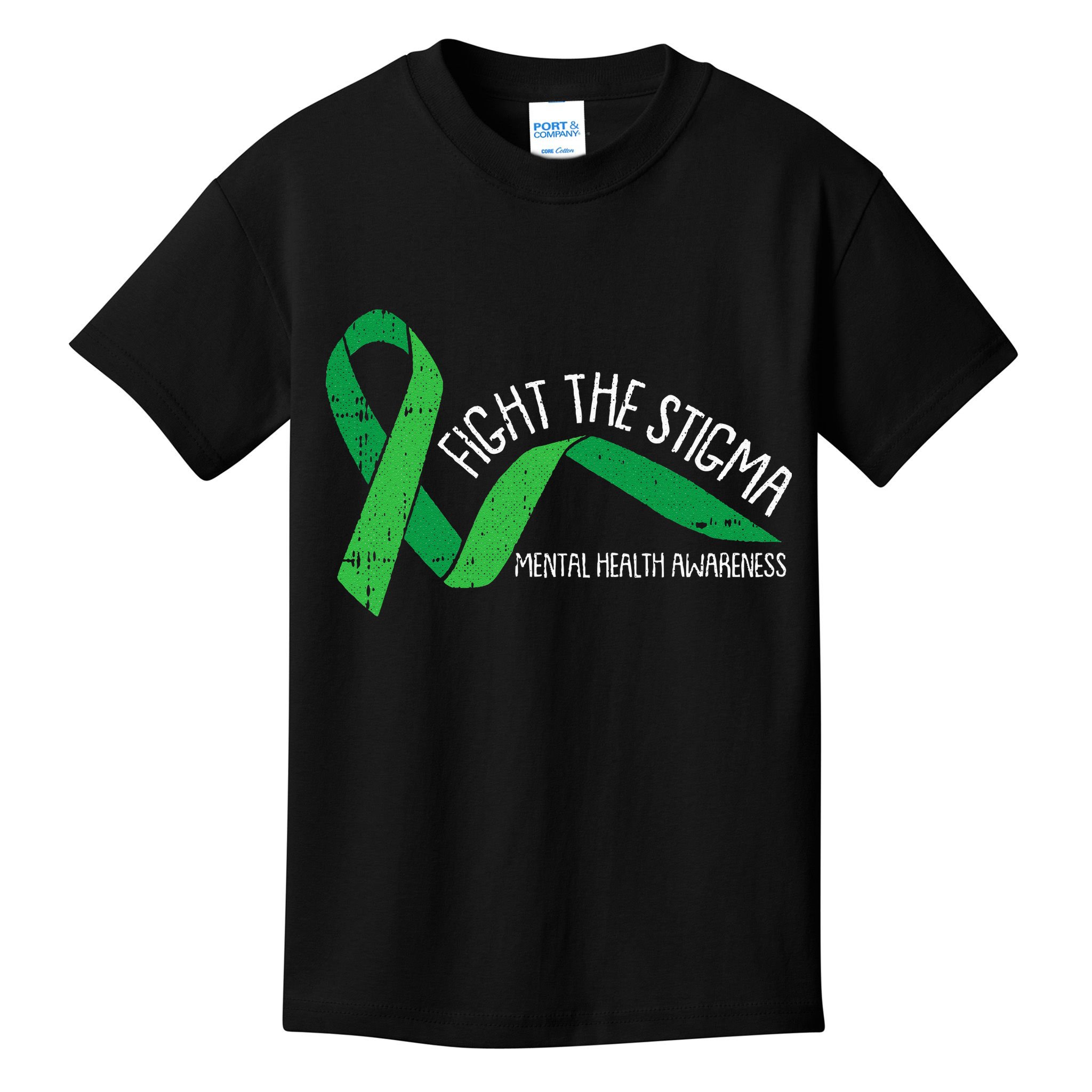 Fight The Stigma Mental Health Awareness Green Ribbon Kids T-Shirt