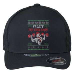 Frosty The Swoleman Funny Gymer Ugly Xmas Flexfit Unipanel Trucker Cap