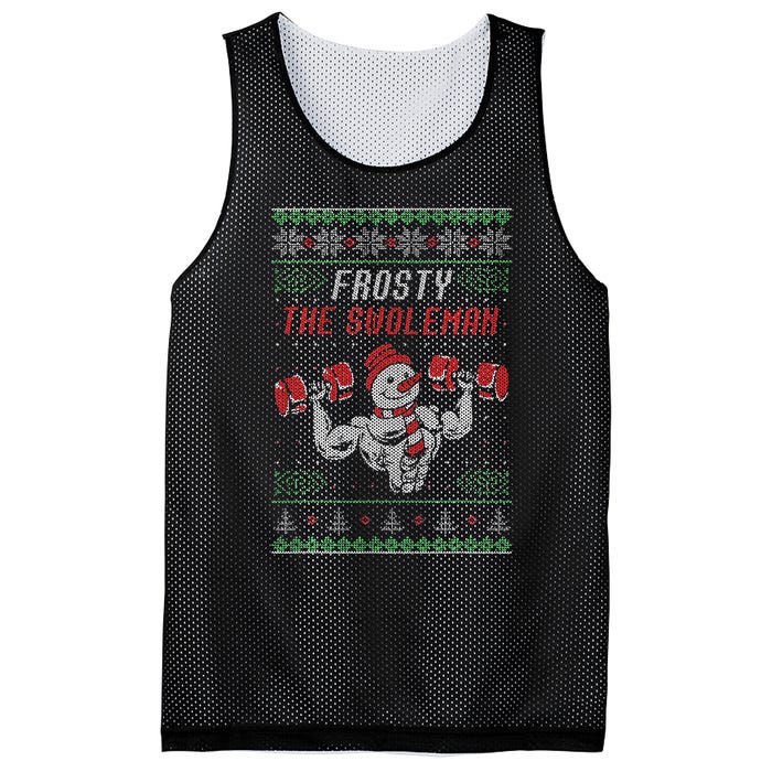 Frosty The Swoleman Funny Gymer Ugly Xmas Mesh Reversible Basketball Jersey Tank