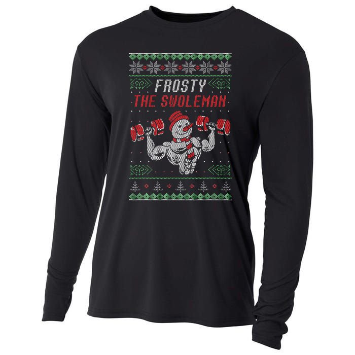 Frosty The Swoleman Funny Gymer Ugly Xmas Cooling Performance Long Sleeve Crew