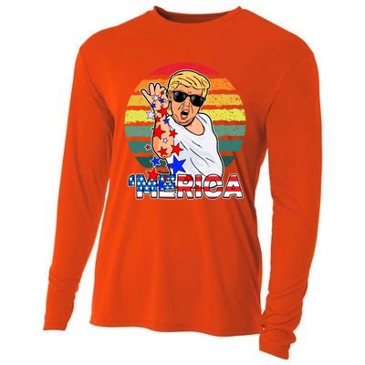 Funny Trump Salt Merica Freedom 4th Of July Great Gift Cooling Performance Long Sleeve Crew