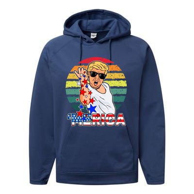 Funny Trump Salt Merica Freedom 4th Of July Great Gift Performance Fleece Hoodie