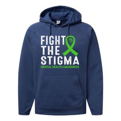 Fight The Stigma Tal Health Awareness Gift Performance Fleece Hoodie