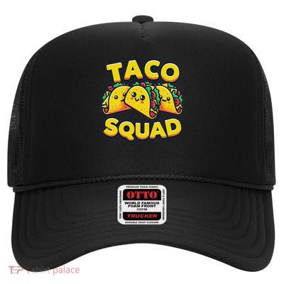 Funny Taco Squad Cute Mexican Food Lover High Crown Mesh Back Trucker Hat