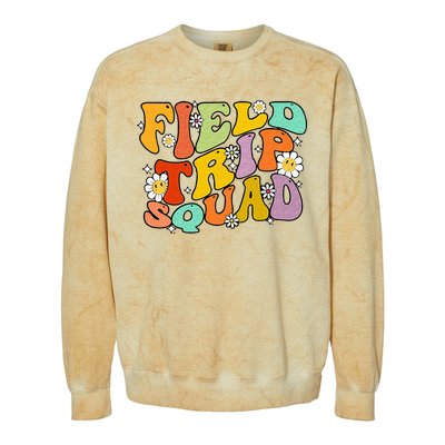 Field Trip Squad Hippie Kids Retro Groovy Field Day Teachers Colorblast Crewneck Sweatshirt