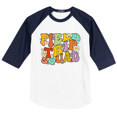 Field Trip Squad Hippie Kids Retro Groovy Field Day Teachers Baseball Sleeve Shirt