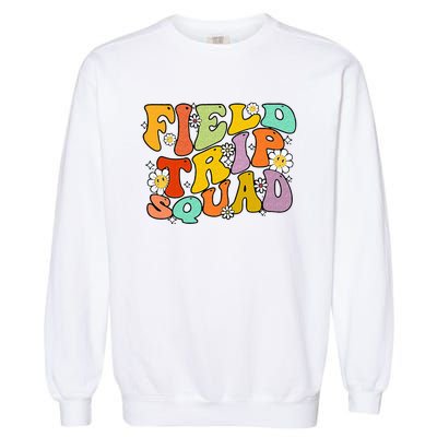 Field Trip Squad Hippie Kids Retro Groovy Field Day Teachers Garment-Dyed Sweatshirt