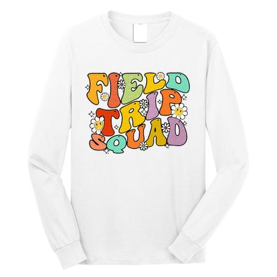 Field Trip Squad Hippie Kids Retro Groovy Field Day Teachers Long Sleeve Shirt