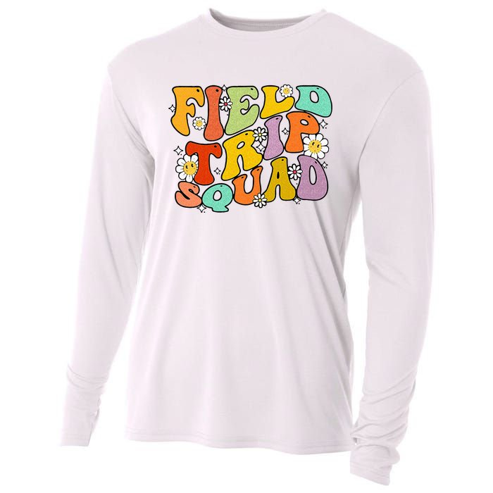 Field Trip Squad Hippie Kids Retro Groovy Field Day Teachers Cooling Performance Long Sleeve Crew