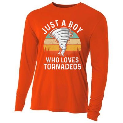 Funny Tornado Storm Chasing Twister Hurricane Boys Cooling Performance Long Sleeve Crew