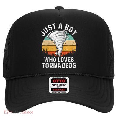 Funny Tornado Storm Chasing Twister Hurricane Boys High Crown Mesh Back Trucker Hat