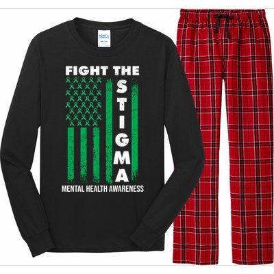 Fight The Stigma Tal Health Awareness Gift Long Sleeve Pajama Set